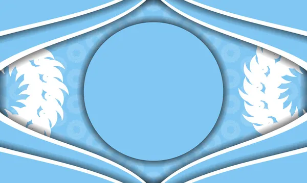 Yunan Beyaz Süslemeleri Logo Alanı Olan Mavi Pankart Şablonu — Stok Vektör