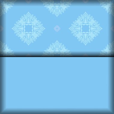 Lüks beyaz süslemeleri ve logonuz için alanı olan mavi pankart şablonu