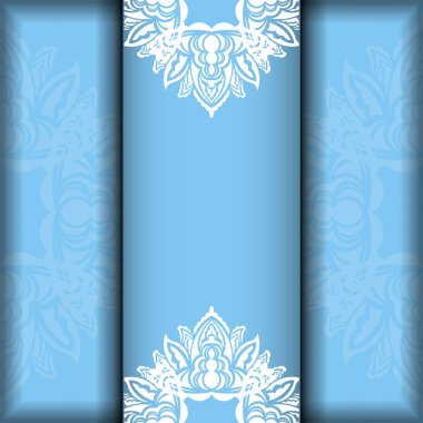 Yazdırmaya hazır Yunan beyaz desenli mavi broşür.