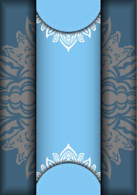 Kızılderili beyaz desenli mavi broşür basılmaya hazır..