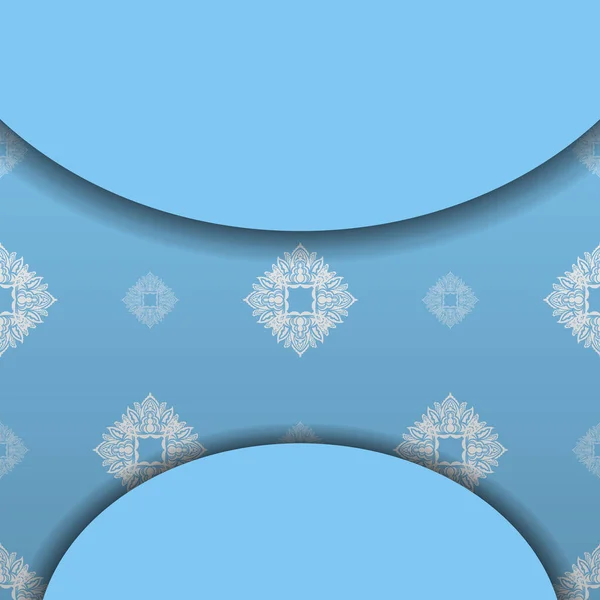 Blaue Banner Vorlage Mit Griechisch Weißem Muster Und Platz Für — Stockvektor