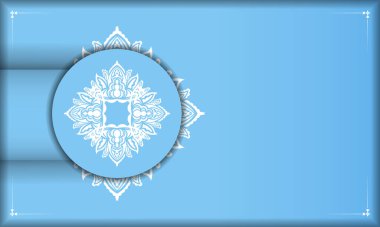 Logonuz altında tasarım için soyut beyaz desenli mavi renk pankart şablonu