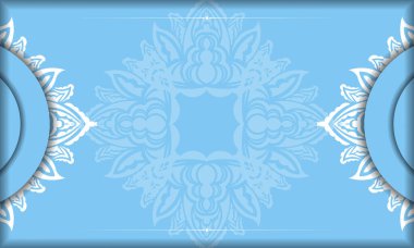 Logonuz altında tasarım için Yunan beyaz süslemeleri içeren mavi renk pankart şablonu