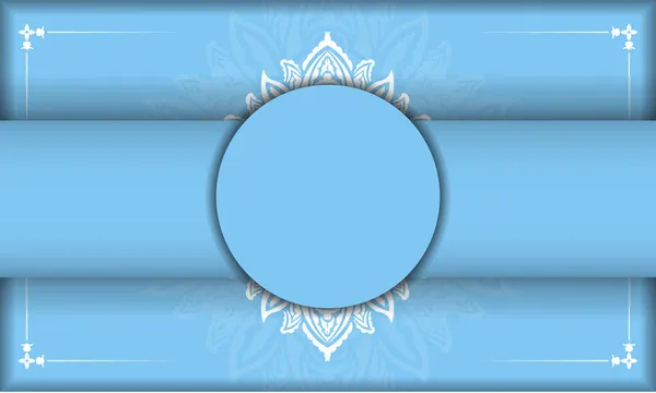 Синий Баннер Белым Узором Оформления Логотипом — стоковый вектор