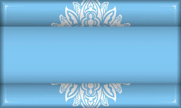 Plantilla Banner Color Azul Con Patrón Blanco Indio Para Diseño — Archivo Imágenes Vectoriales