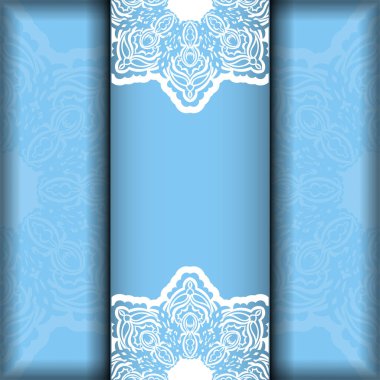 Markanız için soyut beyaz desenli mavi renkli uçucu şablonu.