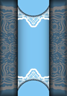 Markanız için Yunan beyaz desenli mavi renkli el ilanı şablonu.