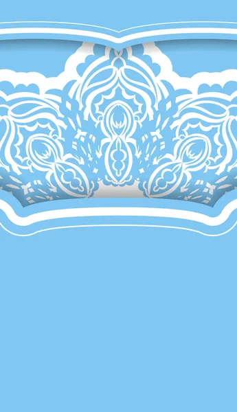 Шаблон Банера Синього Кольору Абстрактним Білим Орнаментом Місцем Логотипу Або — стоковий вектор