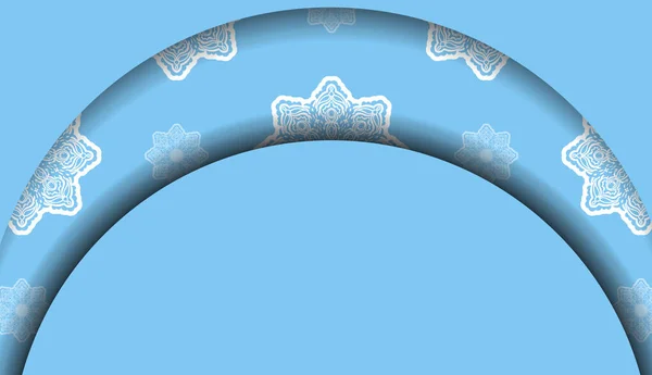 Modrá Barva Banner Šablona Luxusním Bílým Vzorem Pro Logo Nebo — Stockový vektor