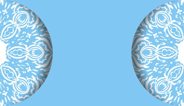 Blaue Banner Vorlage Mit Weißem Vintage Muster Für Logo Oder — Stockvektor