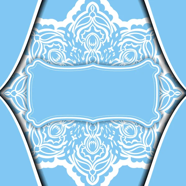 Modelo Banner Cor Azul Com Ornamentos Brancos Luxuosos Para Logotipo — Vetor de Stock