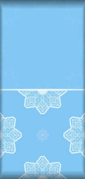 Plantilla Folleto Color Azul Con Patrón Griego Blanco Está Listo — Archivo Imágenes Vectoriales