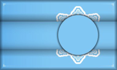 Logonuz veya metniniz için klasik beyaz desenli açık mavi pankart şablonu