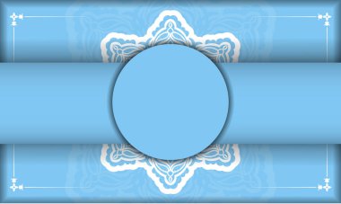 Soyut beyaz desenli mavi renk pankart şablonu ve logo veya metin için yer