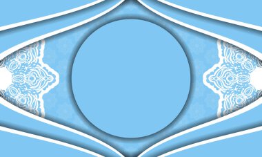 Logo veya metin altında tasarım için soyut beyaz desenli mavi renk pankart şablonu