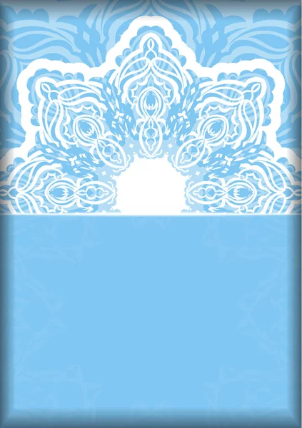 Plantilla Folleto Color Azul Con Adornos Blancos Griegos Preparados Para — Archivo Imágenes Vectoriales