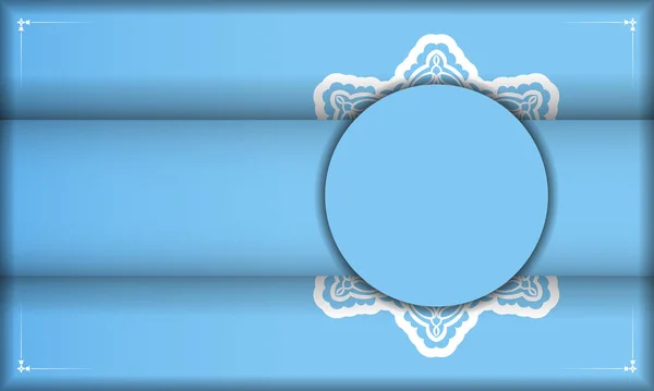 Logonuz Veya Metniniz Için Klasik Beyaz Desenli Açık Mavi Pankart — Stok Vektör
