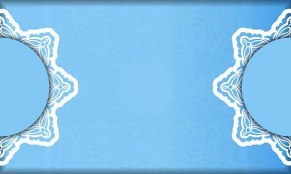 Klasik Beyaz Süslemeli Mavi Pankart Şablonu Logo Veya Metin Için — Stok Vektör
