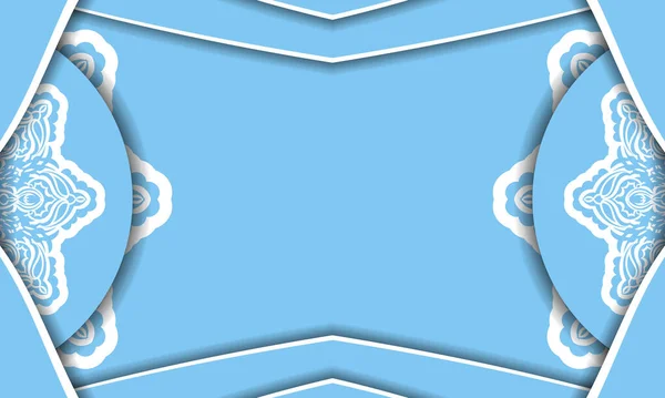 Modelo Banner Cor Azul Com Padrão Branco Indiano Para Design — Vetor de Stock