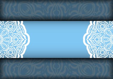 Tasarımınız için soyut beyaz desenli mavi renkli tebrik kartı şablonu.