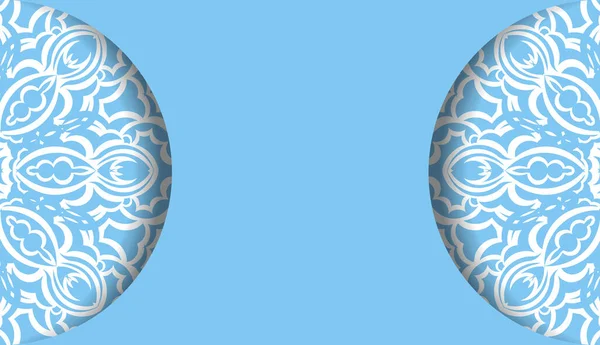 Baner Color Azul Con Mandala Con Patrón Blanco Lugar Debajo — Archivo Imágenes Vectoriales