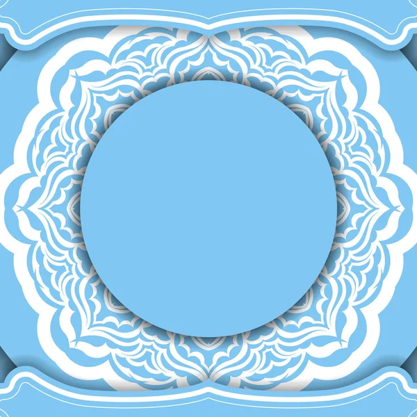 Синий Баннер Белым Орнаментом Местом Текста — стоковый вектор