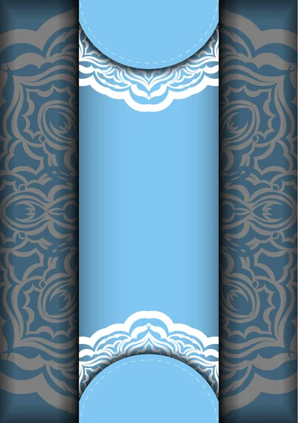 Sjabloon Wenskaart Blauwe Kleur Met Een Abstract Wit Patroon Voor — Stockvector