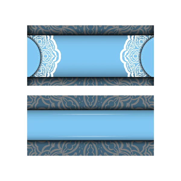 Plantilla Tarjeta Felicitación Color Azul Con Patrón Blanco Abstracto Para — Archivo Imágenes Vectoriales