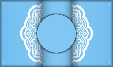 Metnin altında tasarım için soyut beyaz süslemeli mavi renk baneri