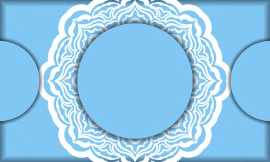 Lüks beyaz süslemeli mavi pankart ve metin için boşluk