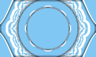 Eski beyaz desenli mavi pankart ve metin için yer