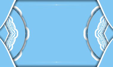 Beyaz desenli bir mandalalı mavi baner ve metnin altında bir yer