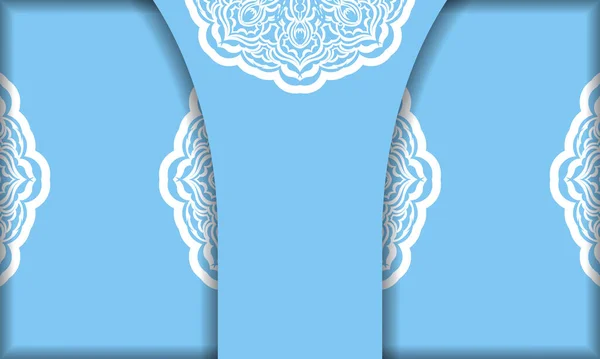 Hellblaues Banner Mit Antiken Weißen Mustern Und Platz Für Text — Stockvektor