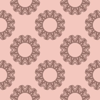 Pembe desenli, klasik süslemeli.