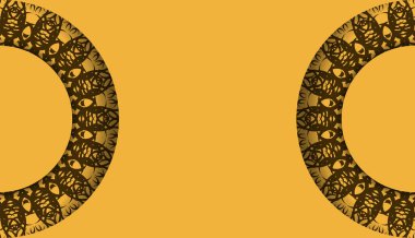 Yunanca kahverengi süslemeli sarı pankart ve metin için yer