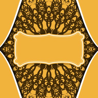 Metnin altında tasarım için klasik kahverengi desenli sarı pankart