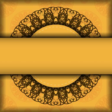 Kartpostal sarı ve eski kahverengi desenli ve basılmaya hazır..