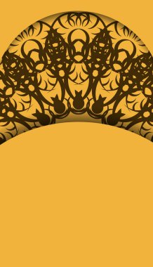Metin altında tasarım için mandala kahverengi desenli sarı renk baner