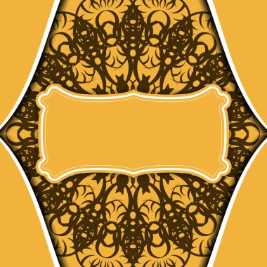 Tasarımınız için lüks kahverengi süslemeli sarı broşür.