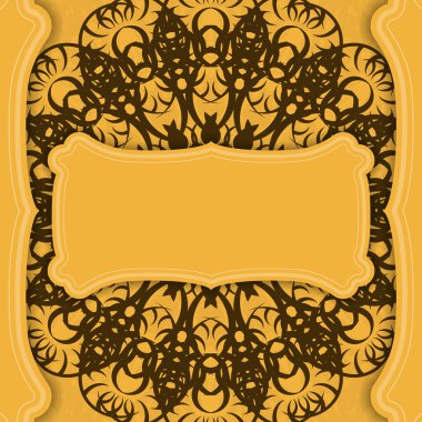 Markanız için lüks kahverengi süslemeli sarı broşür..