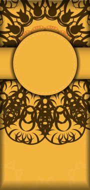 Klasik kahverengi desenli sarı bir broşür tipografi için hazırlandı..