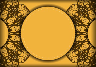 Tebrik etmek için soyut kahverengi desenli sarı renkli broşür..