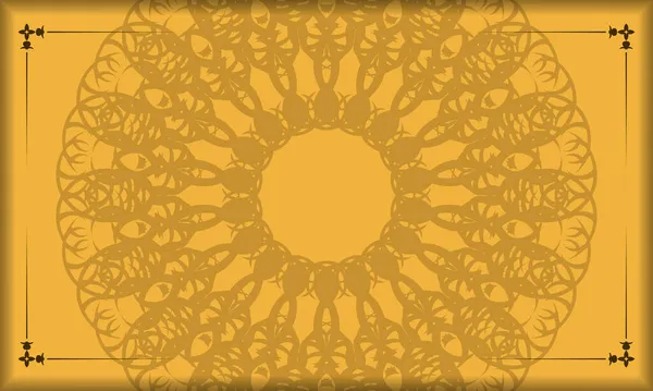 Banner Amarelo Com Ornamento Marrom Vintage Para Design Sob Seu —  Vetores de Stock