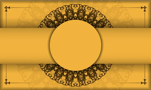 Banner Von Gelber Farbe Mit Griechisch Braunem Ornament Für Die — Stockvektor