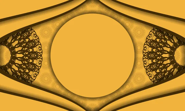 Gele Banner Met Grieks Bruin Ornament Plaats Voor Tekst — Stockvector