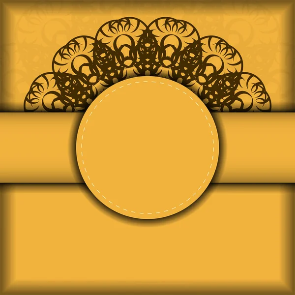 Brochura Amarela Com Ornamento Marrom Vintage Para Seus Parabéns — Vetor de Stock