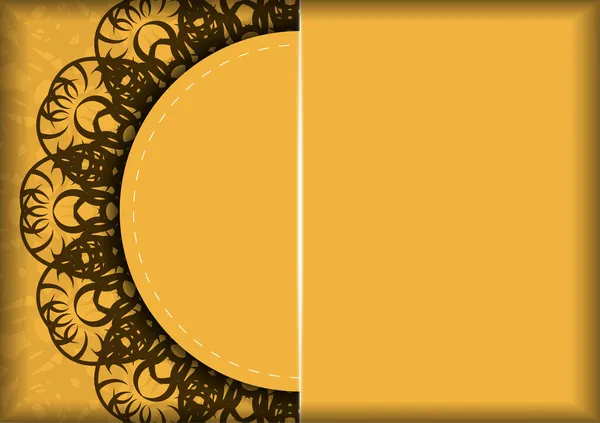 Tebrik Için Sarı Broşür Mandala Kahverengi Süs — Stok Vektör