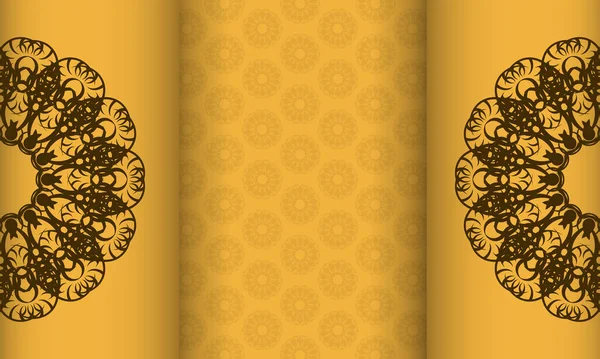 Bandera Color Amarillo Con Adorno Marrón Indio Para Diseño Bajo — Archivo Imágenes Vectoriales