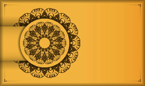 Banner Amarelo Com Padrão Marrom Indiano Lugar Sob Logotipo —  Vetores de Stock