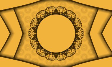 Logo tasarımı için Hint kahverengi desenli sarı pankart